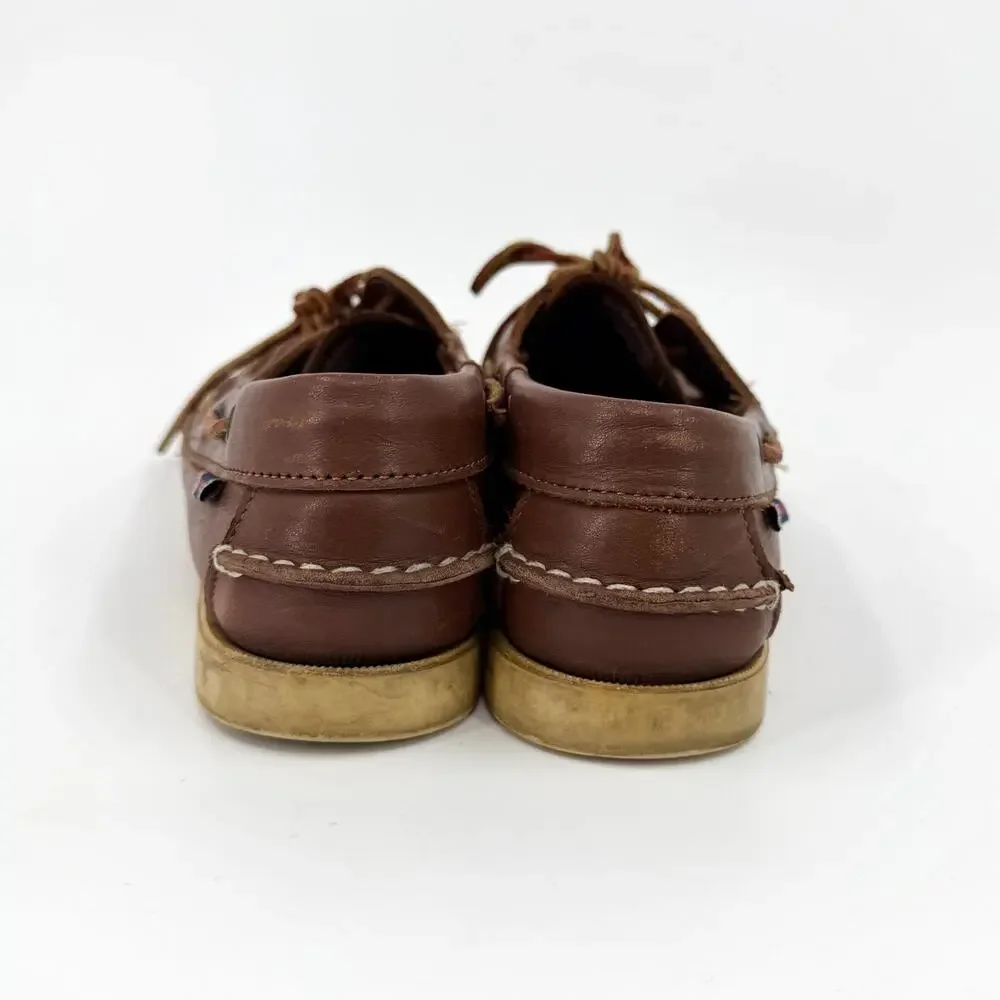 Sebago Docksides Brown Genuine Leather Womens Boat Shoes